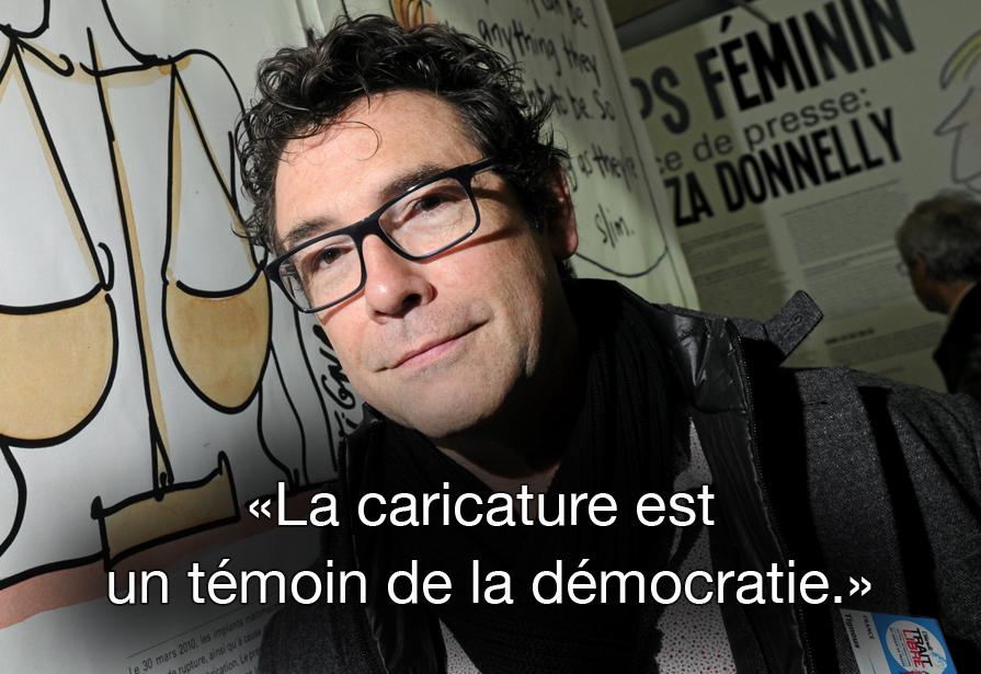 La caricature est un témoin de la démocratie.  Tignous, le 4 décembre 2012 lors d'un festival à Berck-sur-Mer [ Bernard Verlhac, dit Tignous ]