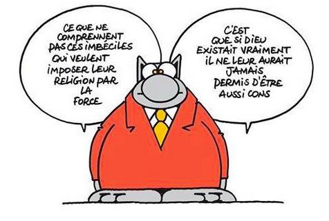 Ce que ne comprennent pas ces imbéciles qui veulent imposer leur religion par la force, c'est que si Dieu existait vraiment, il ne leur aurait jamais permis d'être aussi cons 