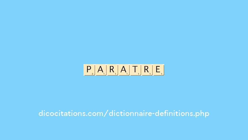 paraitre paraitre