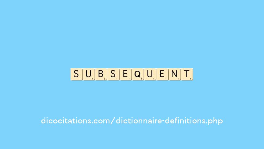 subsequent subsequent