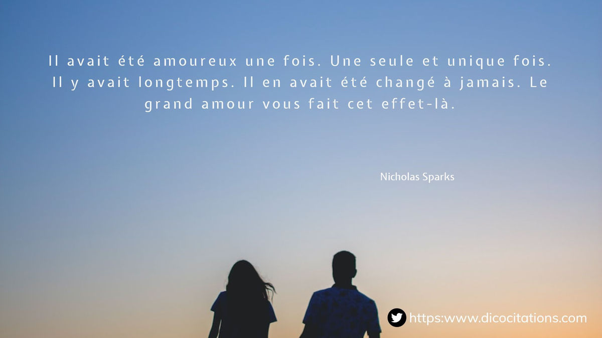 Il avait t amoureux une fois. Une seule et unique fois. Il y avait longtemps. Il en avait t chang  jamais. Le grand amour vous fait cet effet-l.