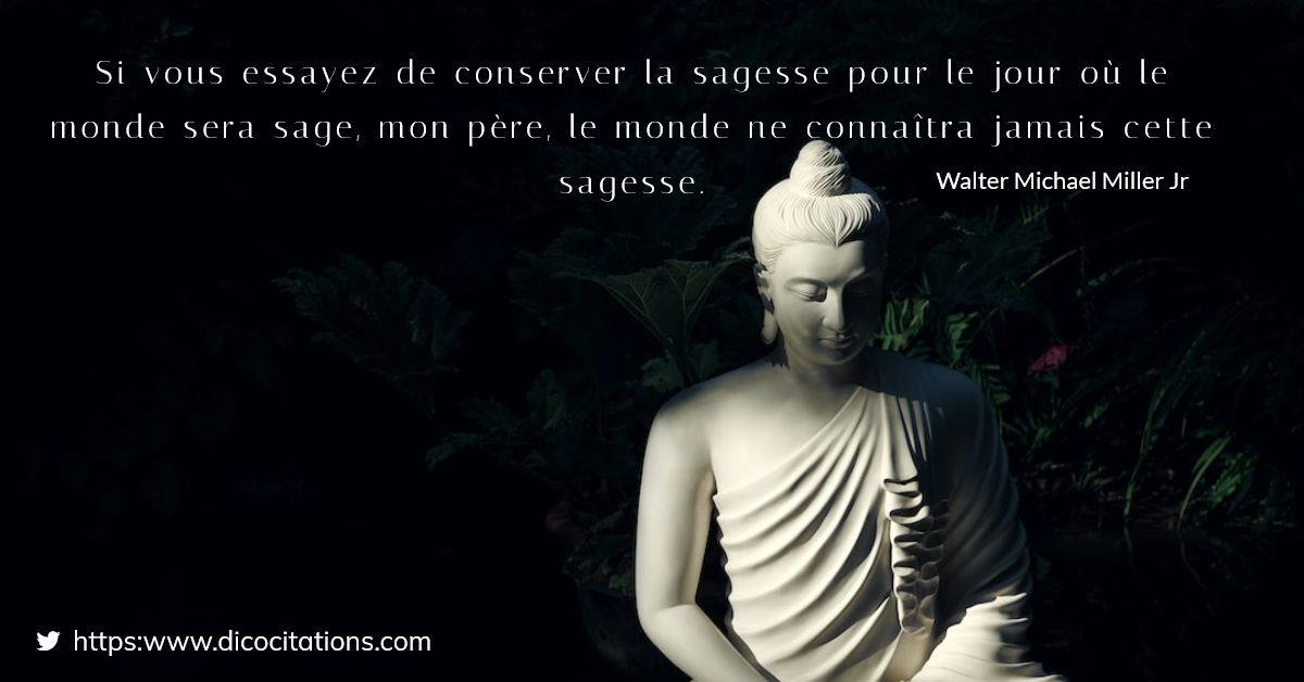Si vous essayez de conserver la sagesse pour le jour o le monde sera sage, mon pre, le monde ne connatra jamais cette sagesse.