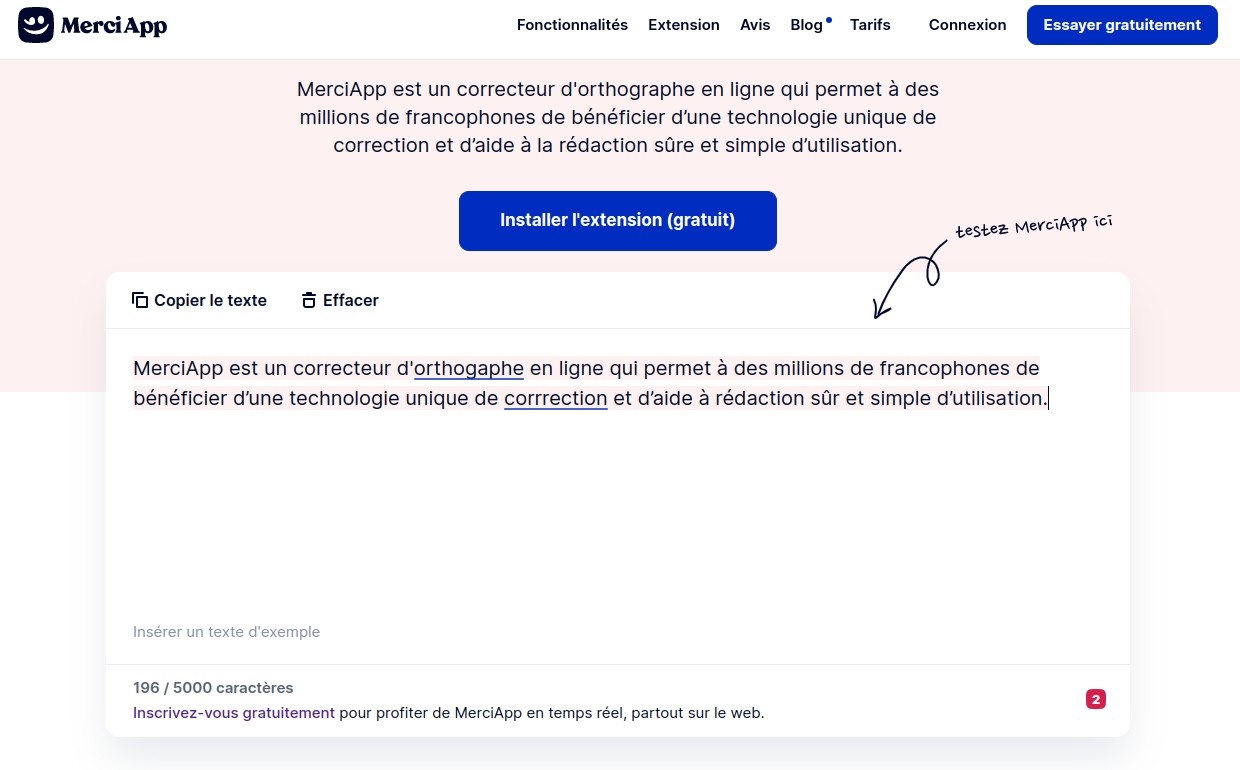 Corriger les fautes dorthographe et de grammaire avec MerciApp