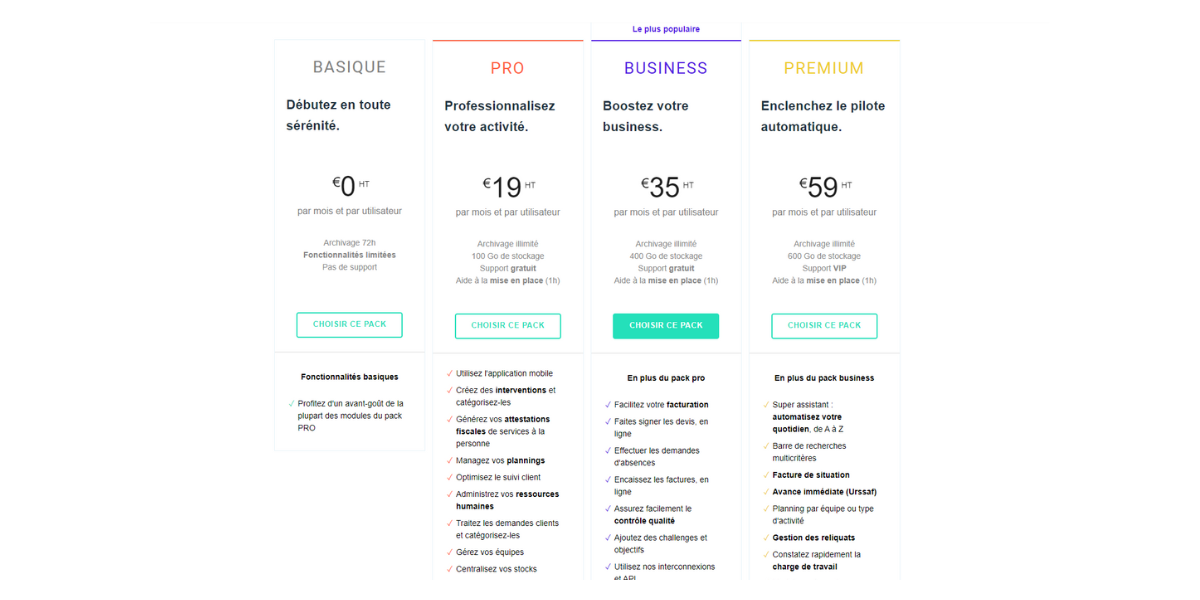 Les tarifs d'Organilog