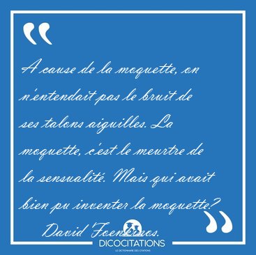 A cause de la moquette, on n'entendait pas le bruit de ses [...] - David Foenkinos...