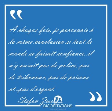 A chaque fois, je parvenais � la m�me conclusion si tout le [...] - Stefan Zweig...