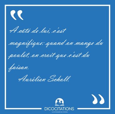 A ct de lui, c'est magnifique: quand on mange du poulet, on [...] - Aurlien Scholl...
