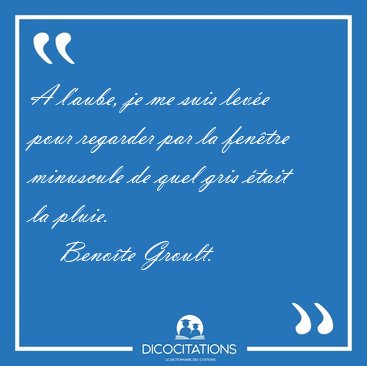 A l'aube, je me suis leve pour regarder par la fentre [...] - Benote Groult...