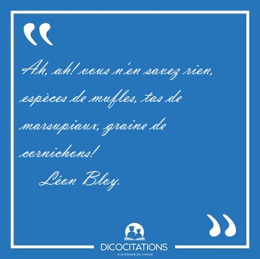 Ah, ah! vous n'en savez rien, esp�ces de mufles, tas de [...] - L�on Bloy...