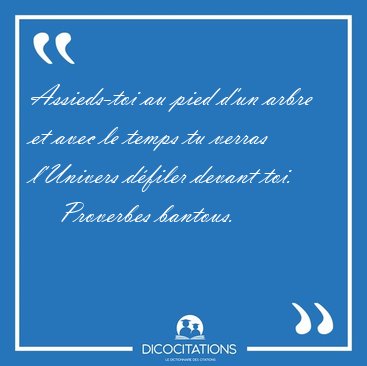 Assieds-toi au pied d'un arbre et avec le temps tu verras [...] - Proverbes bantous...