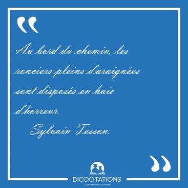 Au bord du chemin, les ronciers pleins d'araignes sont disposs [...] - Sylvain Tesson...