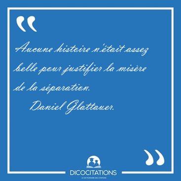 Aucune histoire n'�tait assez belle pour justifier la mis�re de [...] - Daniel Glattauer...
