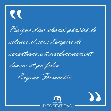 Baign� d'air chaud, p�n�tr� de silence et sous l'empire de [...] - Eug�ne Fromentin...
