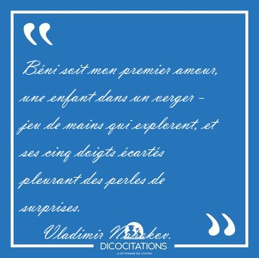 B�ni soit mon premier amour, une enfant dans un verger - jeu de [...] - Vladimir Nabokov...