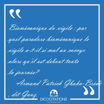 Biomcanique du vigile : par quel paradoxe biomcanique le [...] - Armand Patrick Gbaka-Brd , dit Gauz...