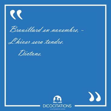 Brouillard En Novembre L Hiver Sera Dictons