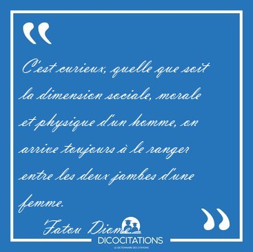 C'est curieux, quelle que soit la dimension sociale, morale et [...] - Fatou Diome...