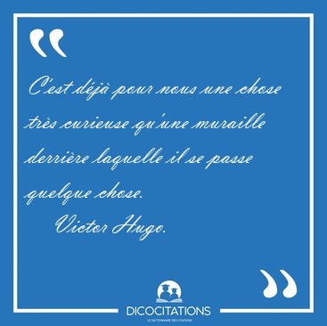 C'est dj pour nous une chose trs curieuse qu'une muraille [...] - Victor Hugo...