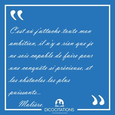 C'est o� j'attache toute mon ambition, il n'y a rien que je ne [...] - Moli�re...