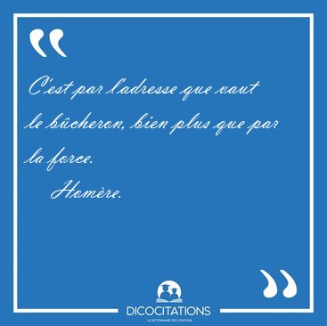 C'est par l'adresse que vaut le bcheron, bien plus que par la [...] - Homre...