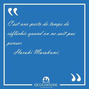 C'est une perte de temps de rflchir quand on ne sait pas [...] - Haruki Marakumi...