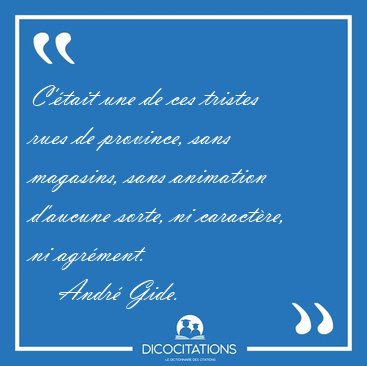 C'�tait une de ces tristes rues de province, sans magasins, sans [...] - Andr� Gide...