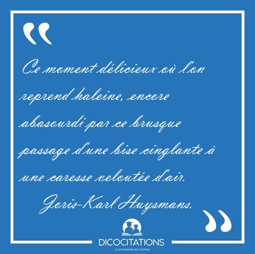 Ce moment d�licieux o� l'on reprend haleine, encore abasourdi [...] - Joris-Karl Huysmans...