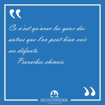 Ce n'est qu'avec les yeux des autres que l'on peut bien voir ses [...] - Proverbes chinois...