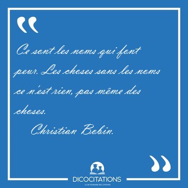 Ce sont les noms qui font peur. Les choses sans les noms ce [...] - Christian Bobin...