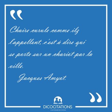 Chaire curule comme ilz l'appellent, c'est  dire qui se porte [...] - Jacques Amyot...