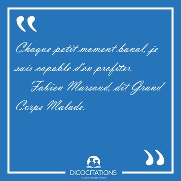 Chaque petit moment banal, je suis capable d'en [...] - Fabien Marsaud, dit Grand Corps Malade...