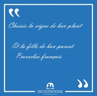 Choisis la vigne de bon plant    Et la fille de bon [...] - Proverbes franais...
