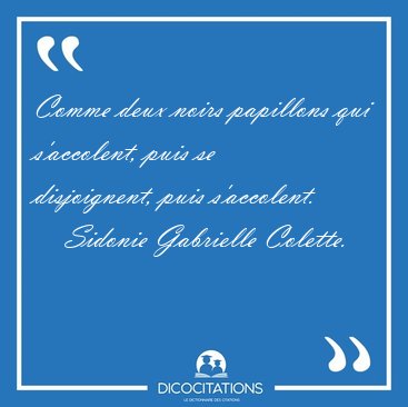 Comme deux noirs papillons qui s'accolent, puis se disjoignent, [...] - Sidonie Gabrielle Colette...