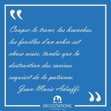 Couper le tronc, les branches, les feuilles d'un arbre est chose [...] - Jean-Marie Adiaffi...