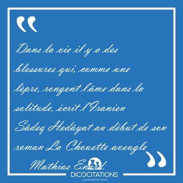 Dans la vie il y a des blessures qui, comme une lpre, rongent [...] - Mathias Enard...