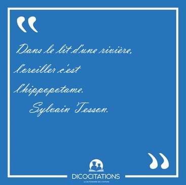 Dans le lit d'une rivi�re, l'oreiller c'est [...] - Sylvain Tesson...