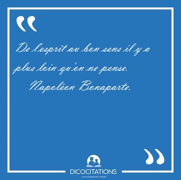 De l'esprit au bon sens il y a plus loin qu'on ne pense. [...] - Napol�on Bonaparte...