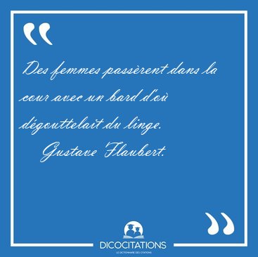Des femmes passrent dans la cour avec un bard d'o dgouttelait [...] - Gustave Flaubert...