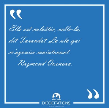 Elle est culott�e, celle-l�, dit Turandot. La vl� qui m'agonise [...] - Raymond Queneau...
