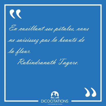 En cueillant ses p�tales, vous ne saisissez pas la beaut� de la [...] - Rabindranath Tagore...