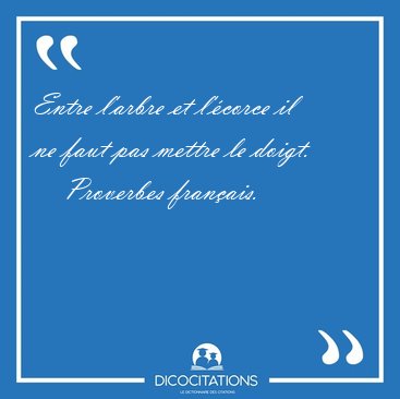 Entre l'arbre et l'corce il ne faut pas mettre le [...] - Proverbes franais...