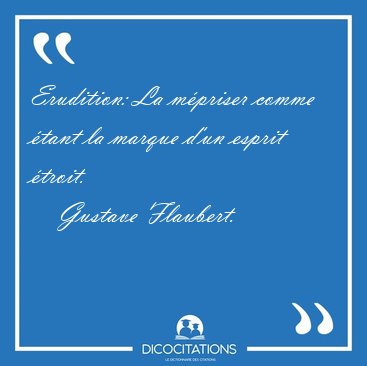 Erudition: La mpriser comme tant la marque d'un esprit [...] - Gustave Flaubert...