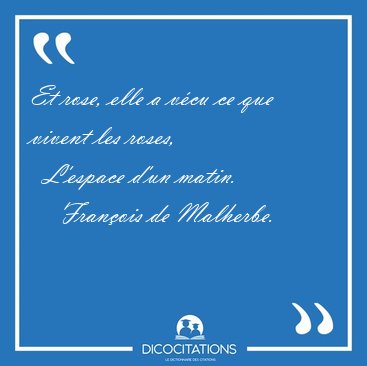 Et rose, elle a vcu ce que vivent les roses,    L'espace d'un [...] - Franois de Malherbe...