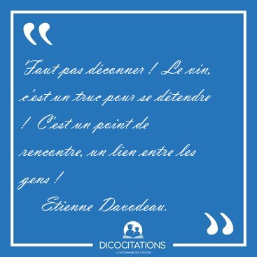 Faut pas dconner !  Le vin, c'est un truc pour se dtendre !  [...] - Etienne Davodeau...