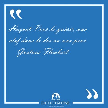 Hoquet: Pour le gurir, une clef dans le dos ou une [...] - Gustave Flaubert...