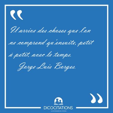 Il arrive des choses que l'on ne comprend qu'ensuite, petit  [...] - Jorge Luis Borges...