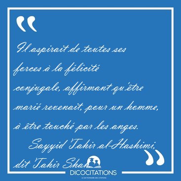 Il aspirait de toutes ses forces � la f�licit� conjugale, [...] - Sayyid Tahir al-Hashimi, dit Tahir Shah...