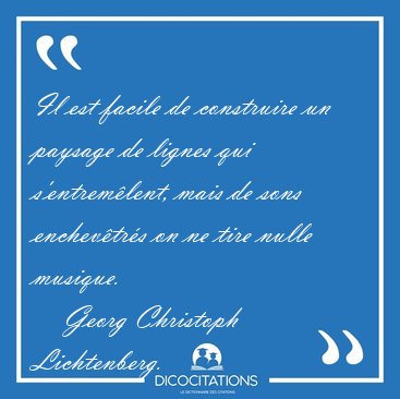 Il est facile de construire un paysage de lignes qui [...] - Georg Christoph Lichtenberg...