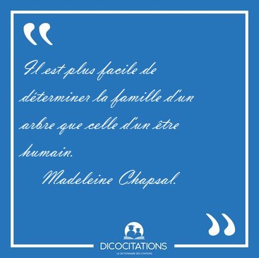 Il est plus facile de d�terminer la famille d'un arbre que celle [...] - Madeleine Chapsal...