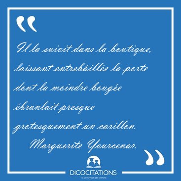 Il la suivit dans la boutique, laissant entrebille la porte [...] - Marguerite Yourcenar...